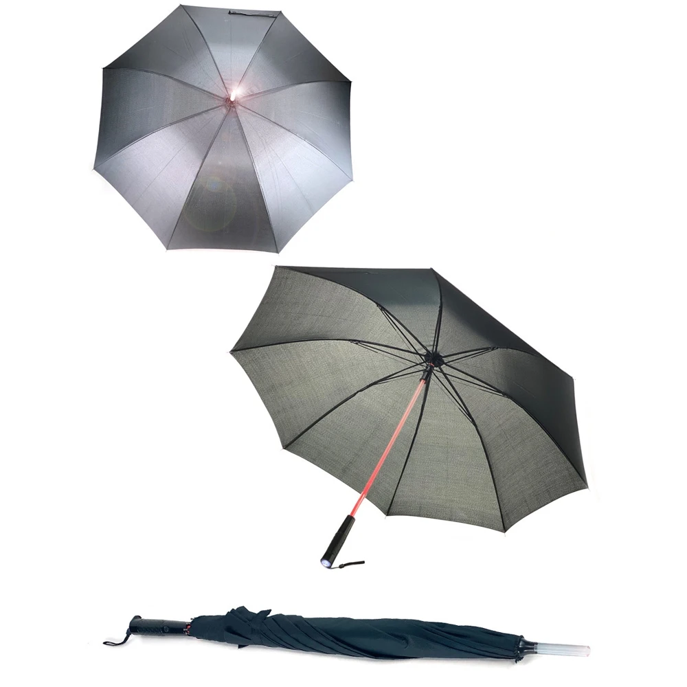 Зонт-трость &quotСветовой меч&quot черный (встроенный фонарик) |