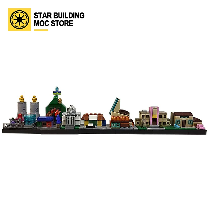 

Moc-18013 Simpson Spenfield Skyline Building Scene Skyline Street Scene Building Block Scene Home Children's toy gift