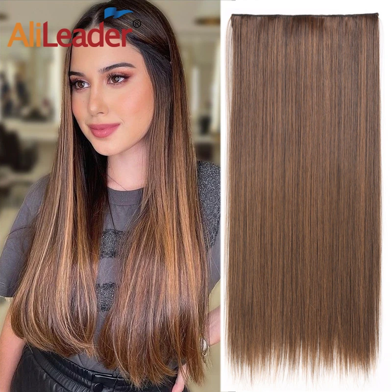 

Synthetic Long Straight 5Clips Hair Extensions 45"60Cm Hairpiece Clip In Hair Extensions Heat Resistant Fake Hairpiece For Women