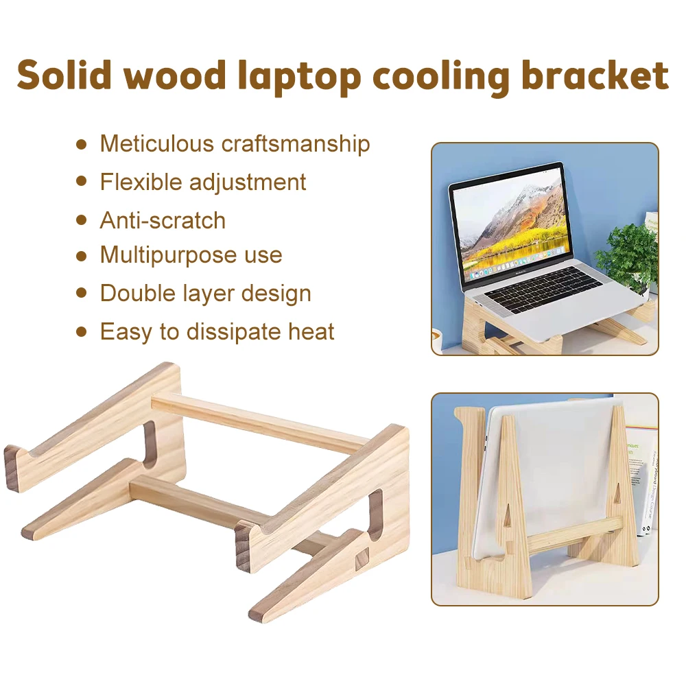 Wood Laptop Stand Detachable Assembled Riser 11-17 Inch Laptop Tablet Computer Cooling Bracket For Macbook Air Pro Support Base