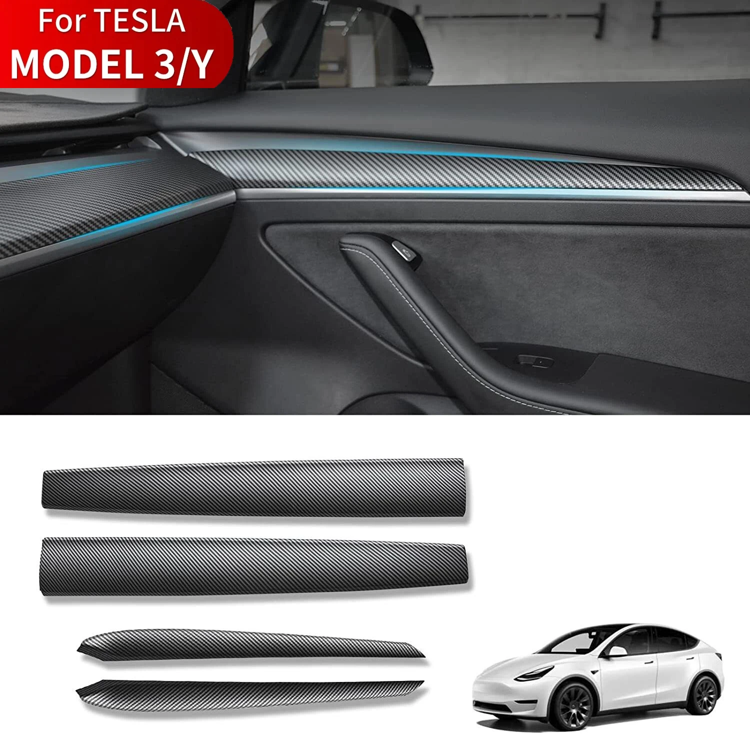 

Накладка на приборную панель и декоративная отделка передних дверей для Tesla Model Y 2019-2024, а также аксессуары для Tesla Model 3 2021-2023