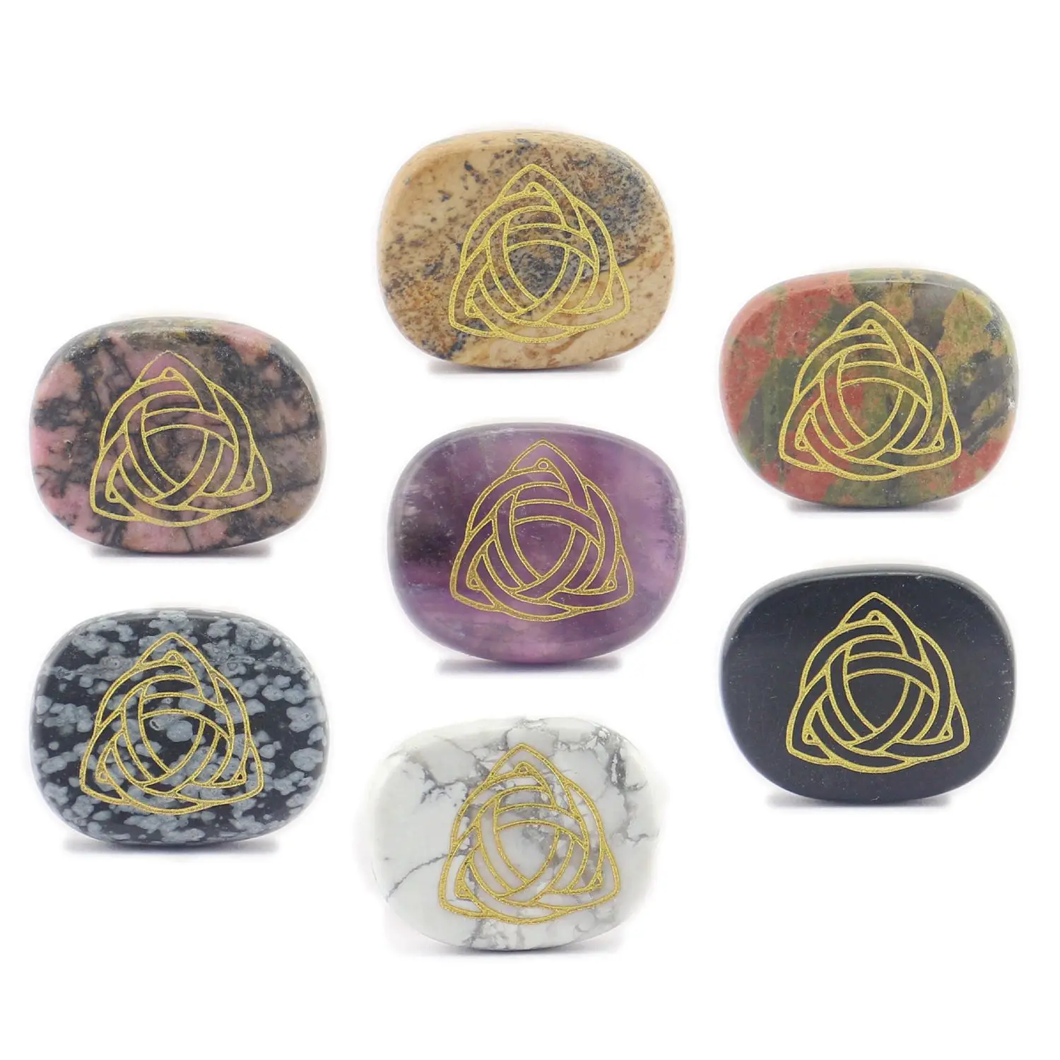 

VGDS натуральное Хрустальное украшение, Овальный розовый кварц, драгоценный камень, треугольник, икона, украшение для офиса и дома, поделки