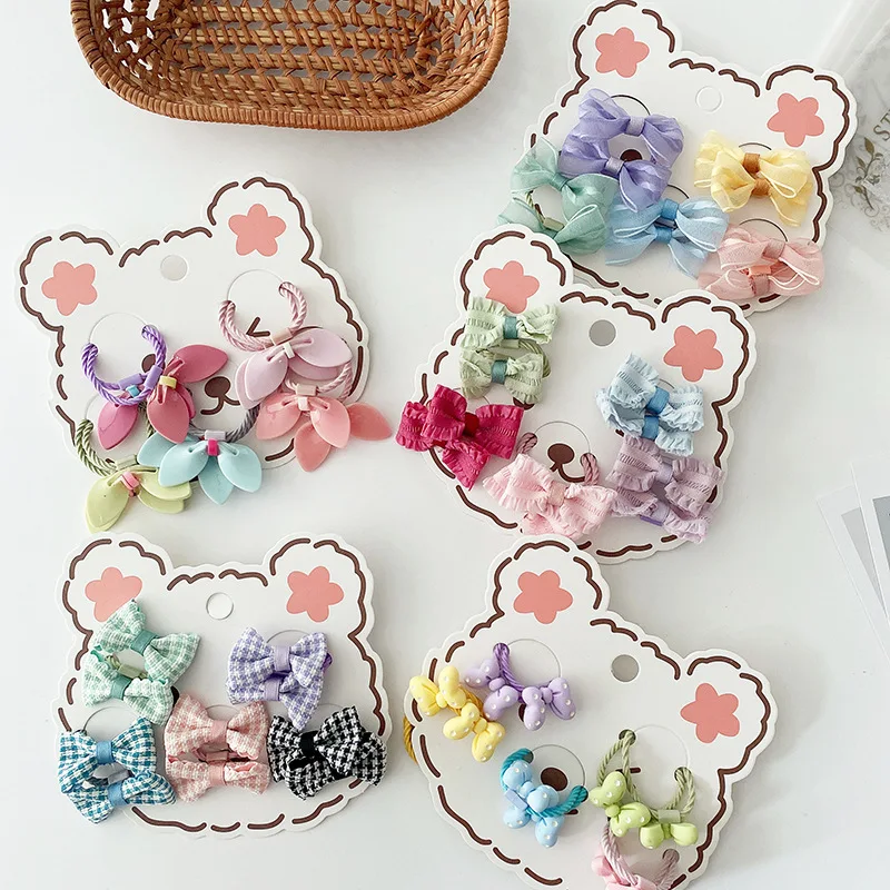 

10pcs Kawaii Korean Cartoon Elastic Hair Bands Children Colorful Princess Hair Rope Baby Girls Headwear Kids Hair Accessories