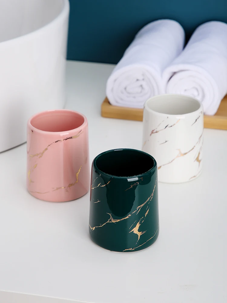 Керамическая кружка для ванной комнаты с мраморным узором чашка полоскания рта