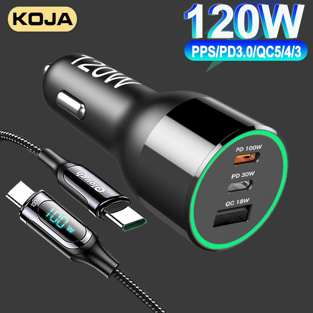 3-Port USB C Car Charger 120W Quick Charge PD 100W PPS 30W QC3.0 18W For Type-C Laptop MacBook Iphone 12 Xiaomi Phone Cherger
3-Port USB C Car Charger 120W Quick Charge PD 100W PPS 30W QC3.0 18W For Type-C Laptop MacBook Iphone 12 Xiaomi Phone Cherger