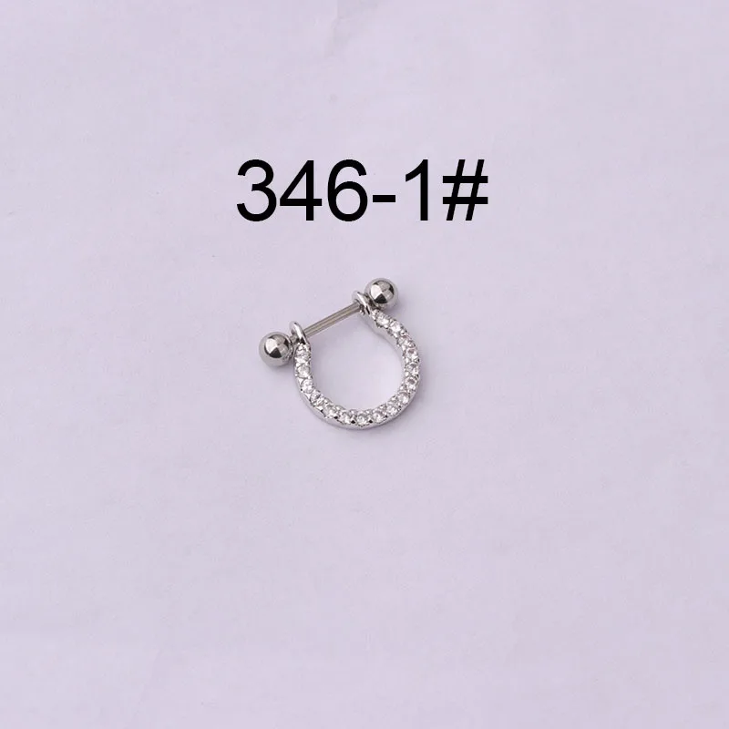 Серьги-гвоздики из нержавеющей стали с фианитом украшения для пирсинга ушной и