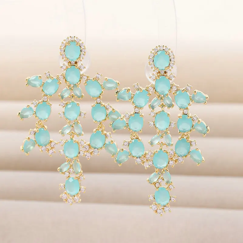 

Bilincolor Fashion Cute Blue Cubic Zirconia Earring for Women Summer Jewelry