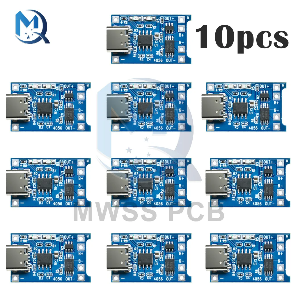 10Pcs18650 TP4056 модуль зарядного устройства литиевой батареи 5V 1A Micro/Type-c/Mini зарядная