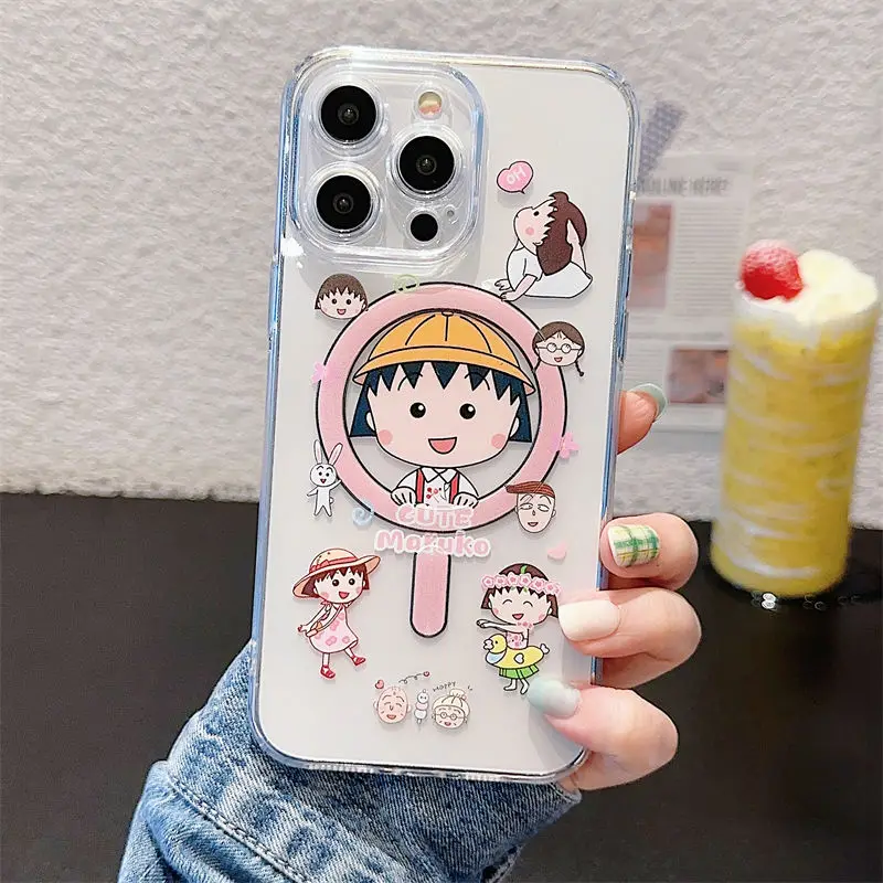 Милый чехол для телефона C-Chibis Maruko-chans Magsafe в стиле аниме iPhone 16 15 14 13 12 11 8 Plus Pro Max X XR
