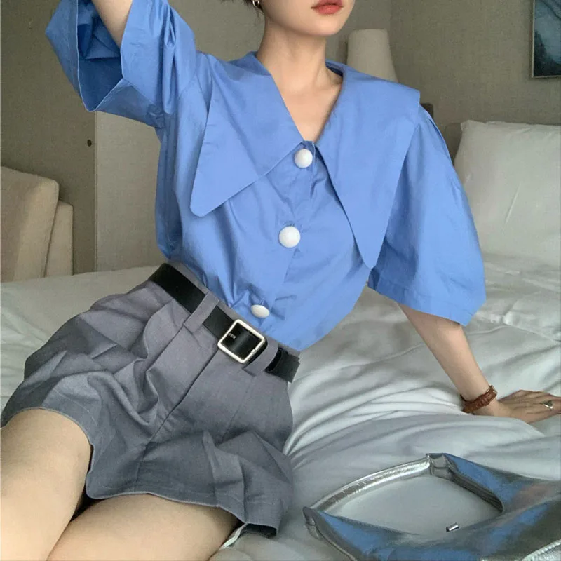 Summer Pleated High Waist A-line Skirts Women 2023 New Casual Preppy Style Grey Simple Femme Clothing Fashion Korean Mini Skirts