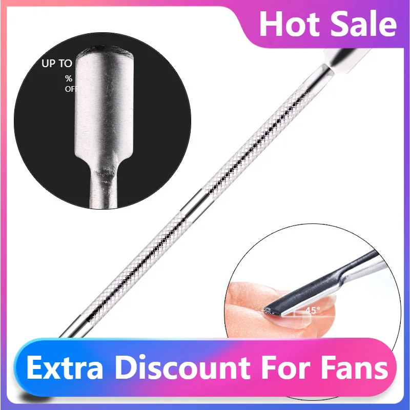 

Hot Sale Cuticle Pushers Double Head Stainless Steel Nail Cuticle Pushers Remover Dead Skin Pusher Cleaner Nail Art Tools