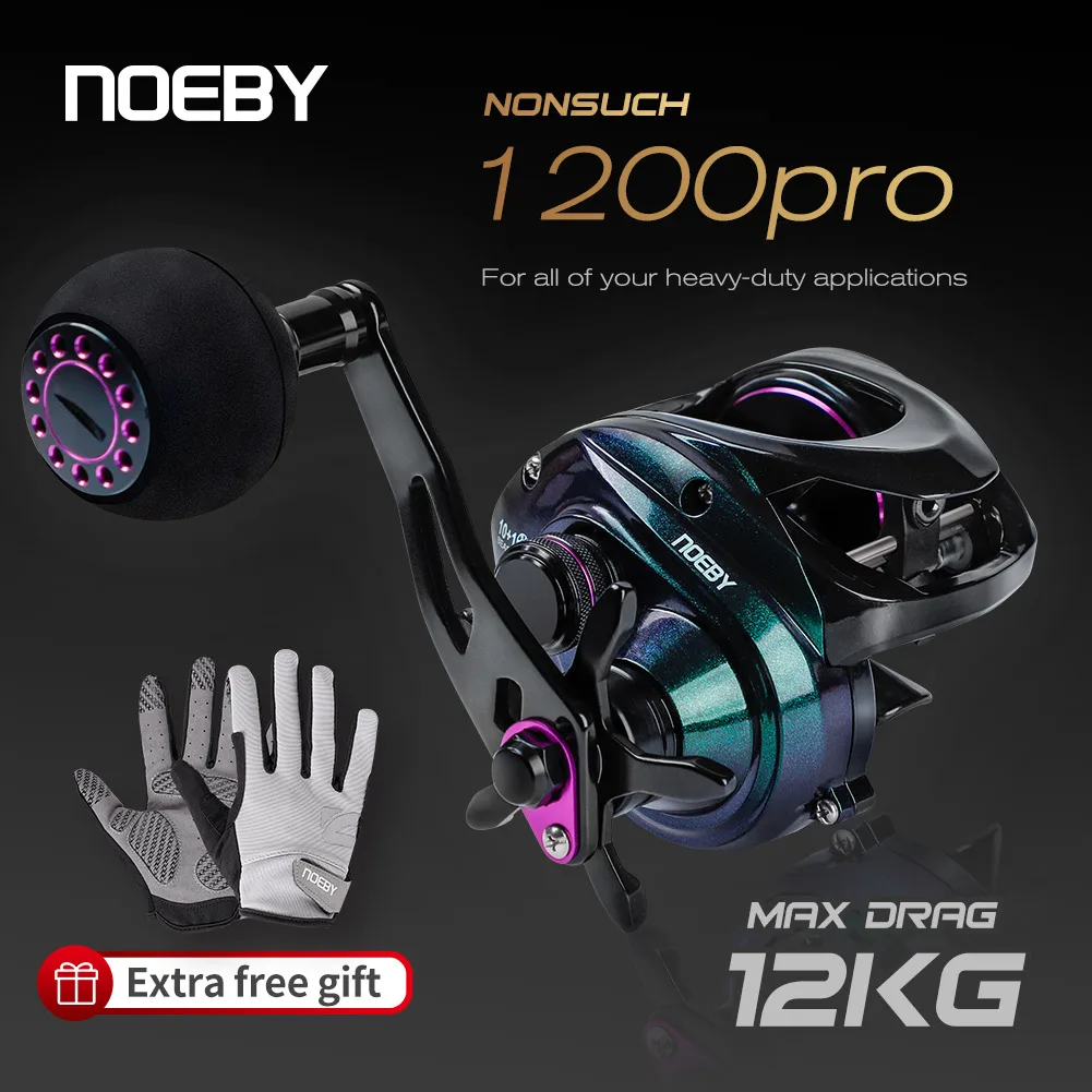 Noeby Baitcasting Reel 6.3:1 Gear Ratio 10+1 Bearings 12kg Max Drag Aluminum Frame Freshwater Saltwater Jigging Fishing Reel