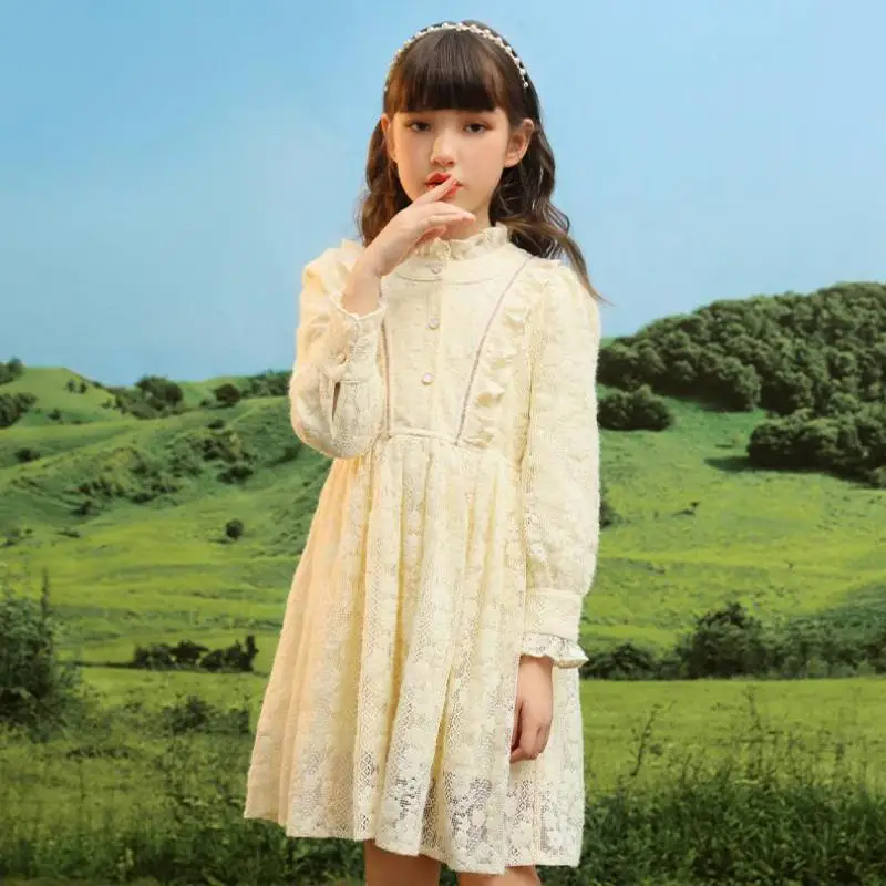 

5 To 14 Years Kids And Teen Girls Lace Princess Dress Fashion Ruffles Gowns Children Clothing Birthday Wedding Party Dresses