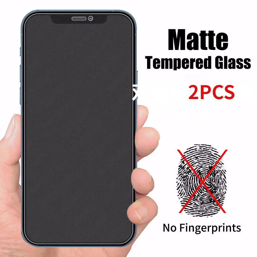 

No Fingerprint Screen Protector for iPhone 7 8 6 6S Plus XR XS X 5 5S SE Frosted Tempered Glass for iPhone 11 12 Pro Max 12 Mini