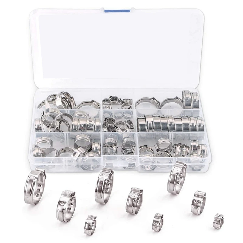 

Single Ear Hose Clip Clamp Kit Cinch Crimp Rings Pinch Clamp Stainless Steel For PEX Tubing Pipe Fitting Connections