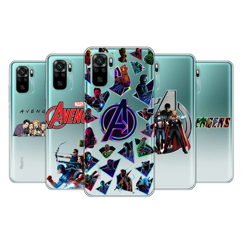 

Transparent Cover Avengers cute logo For Xioami Redmi Note 10 10S 9T 9S 9 8T 8 7S 7 6 5A 5 4X 4 Pro Max Phone Case
