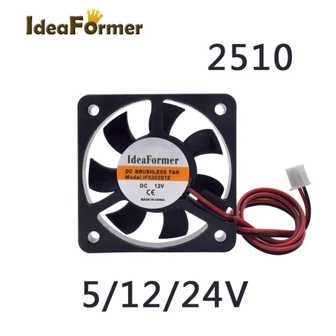 2510 вентилятор охлаждения бесщеточный кулер вентилятор постоянного тока 5/12/24 В с 2-контактным проводом черный пластиковый маленький вытяжной вентилятор для 3D-принтера
