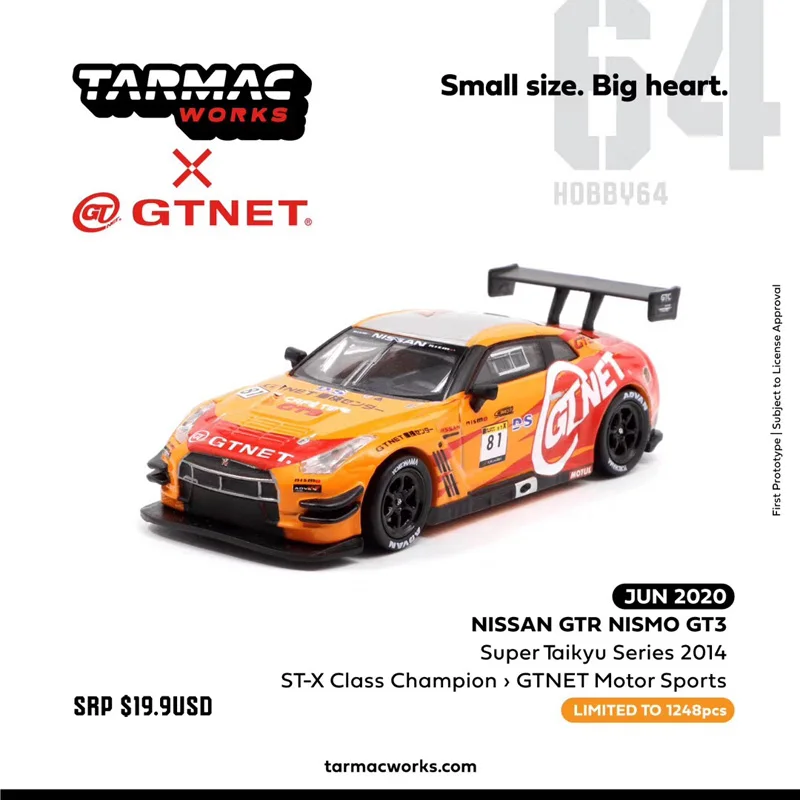 

Tarmac works TW1:64 Nissan R35 GT-R NISMO GT3 No. 81 alloy car model