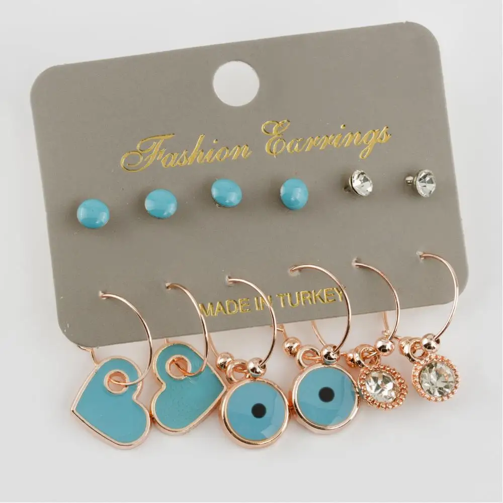 

12'li серьги-кольца с кабошоном в форме сердца