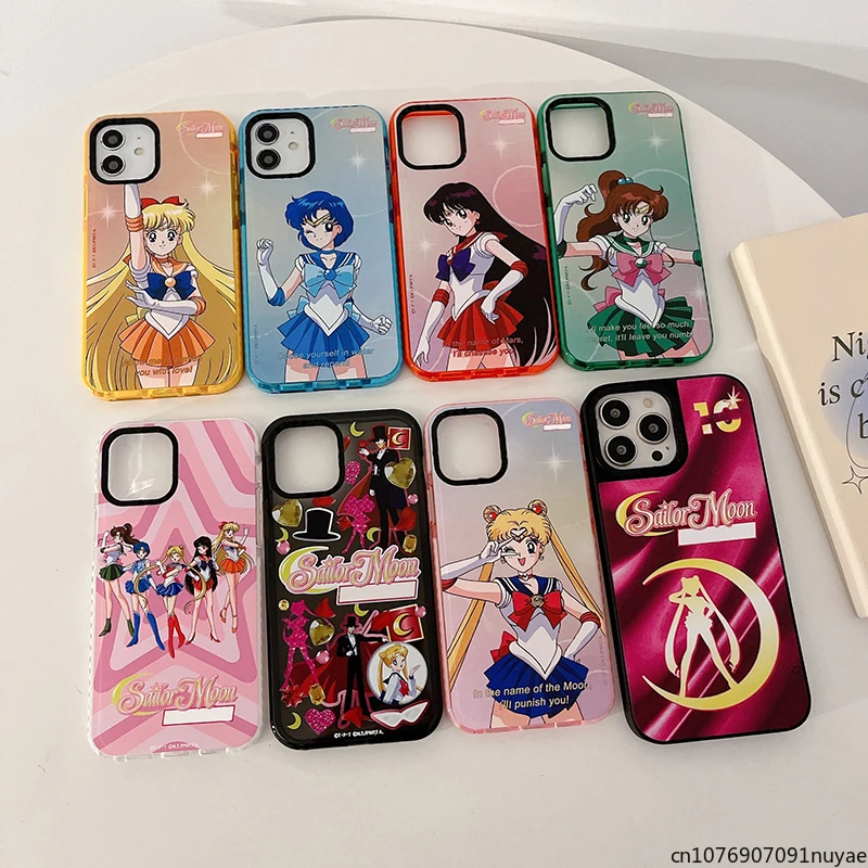 

Anime Sailors Moons Toys Phone Cases For iPhone15 14 13 12 11 Pro Max Mini XR XS MAX 8 X 7 Lady Girl Shockproof Soft Shell