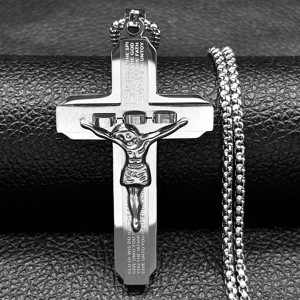 Панк кулон крест Иисус AFAWA нержавеющая сталь золото цвет