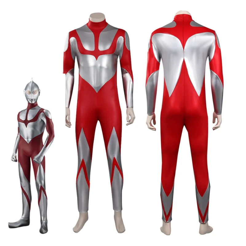 

Ultramen Cosplay Costume Red Jumpsuit Mask Muscle Suit Fantaisa Role Play Outfits Halloween Carnival Suit for Adult Male Men