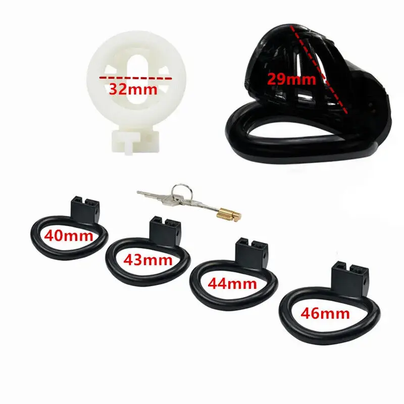 Мужская клетка целомудрия из смолы для маленькой клетки Сисси с 4 кольцами