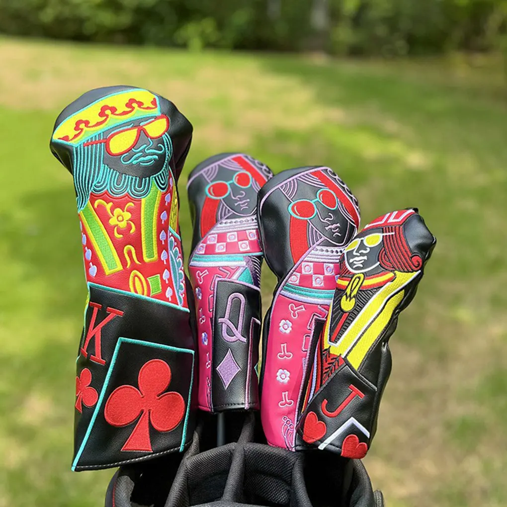 Чехлы на голову для гольф-клуба Poker JQK с вышивкой гибридного водителя Fairway WoodGolf Club