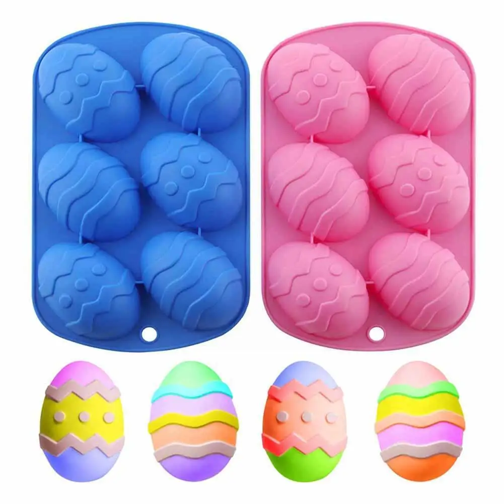 

3d Easter Egg Shape Chocolate Silicone Mold 6 Cavity Mould Cake Fondant Diy Egg Pastry Baking Soap Mold Mould Dinosaur Mold Q3n8