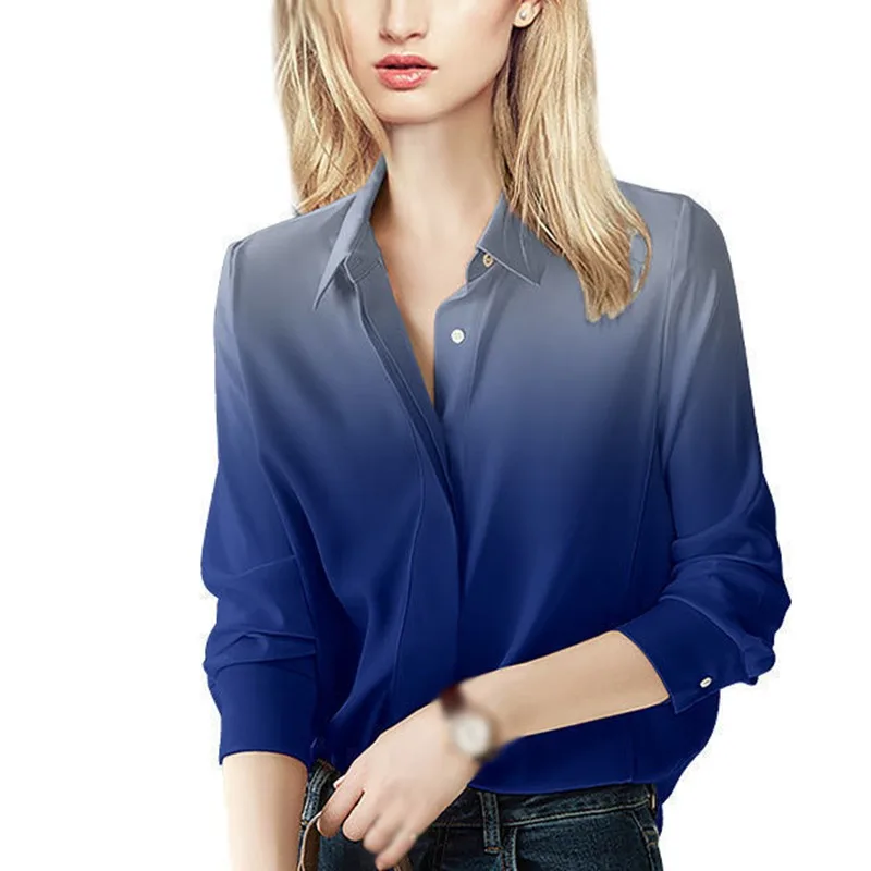 

Women's Summer Thin Lapel Chiffon Shirts Fashion Urban Beauty Temperament High-End Commuting Comfort Blouse