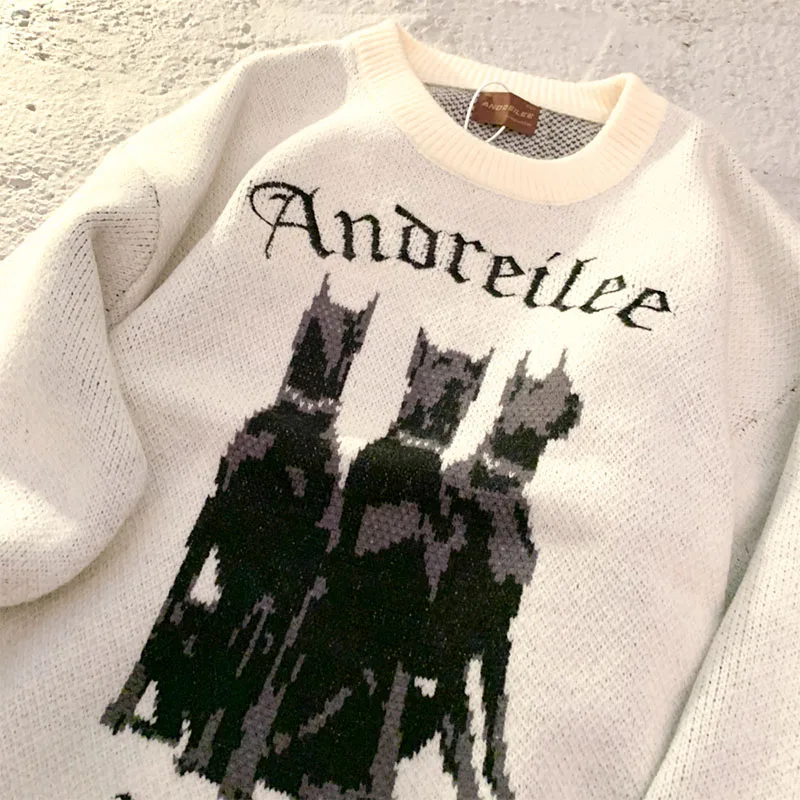 

Women's Sweater Oversize Doberman Y2k Tops Long Sleeve Winter Coats Goth Pullover Grunge Jumper Korean Fashion Aesthetic Clothes