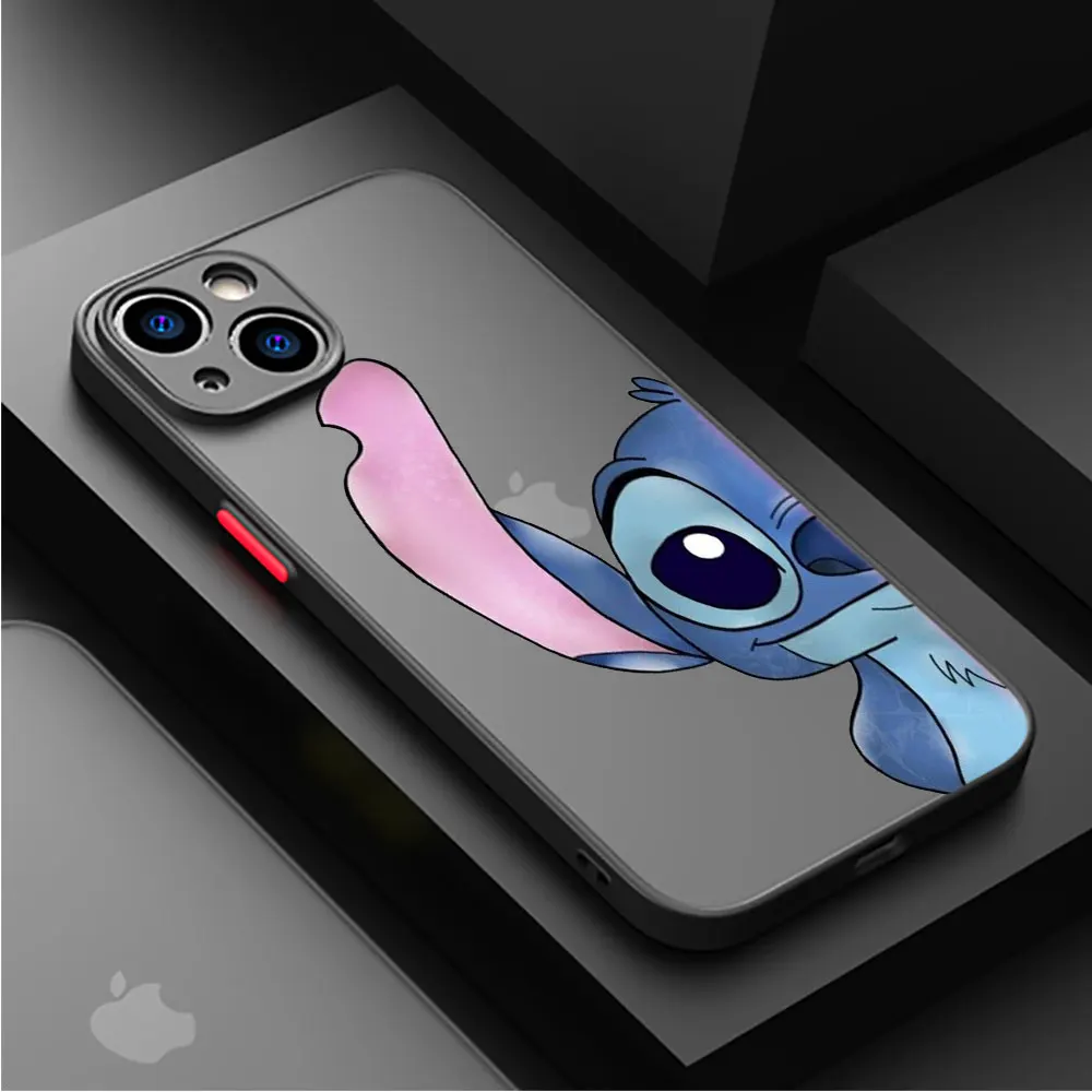 Милый чехол Angie Stitch для Apple iPhone 15 11 14 13 12 Pro 7 XR X XS Max 8 Plus 6 6S SE 2022 15Pro черный матовый