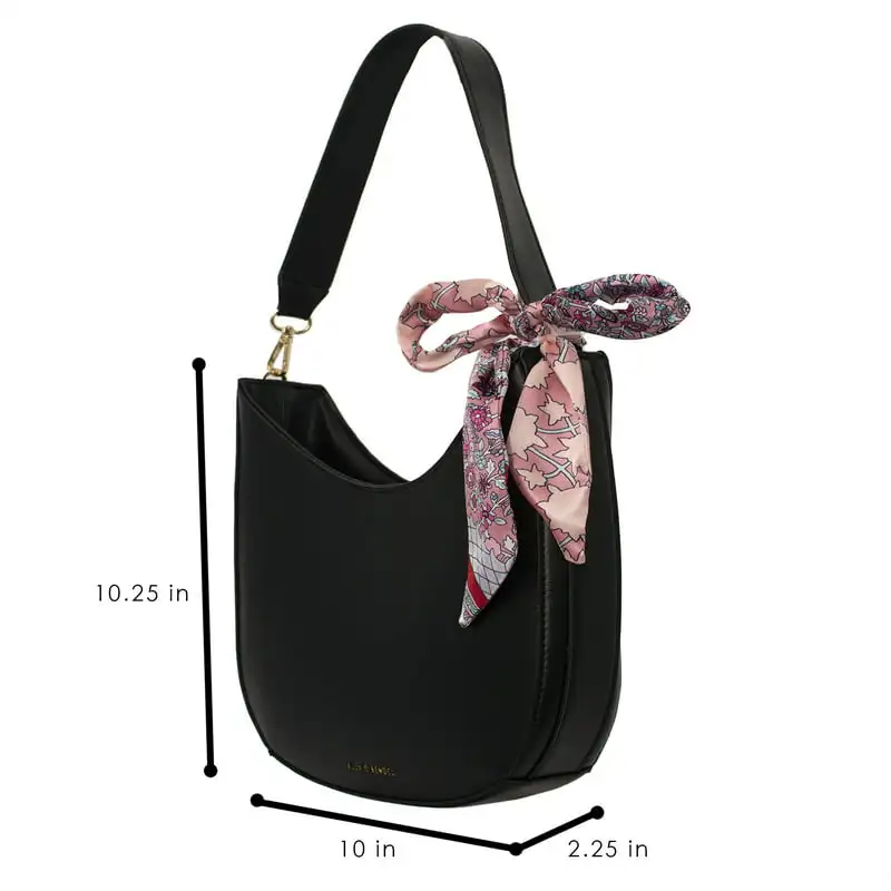 

Elegant Vegan Leather Women's Handbag, Detachable Scarf & Adjustable Strap, Perfect for Any Occasion