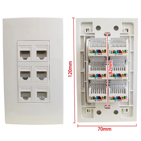UKITSON белая настенная панель 6 портов CAT6 RJ45