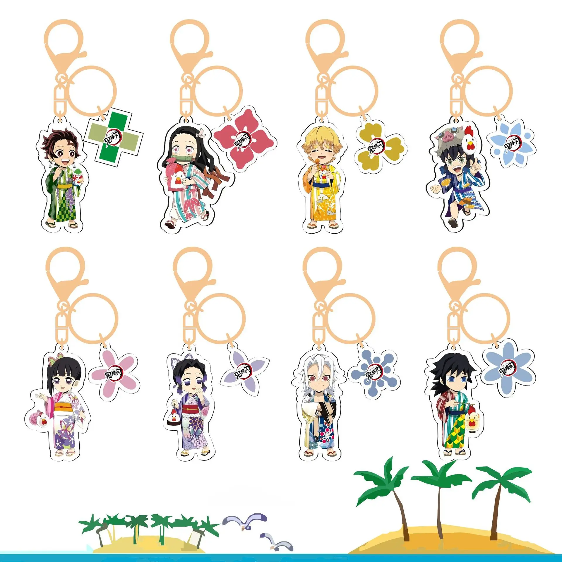 

New Demon Slayer Keychain Tanjirou Nezuko Tomioka Giyuu Kochou Shinobu Uzui Tengen Acrylic Keyring Kimetsu No Yaiba Bag Pendant