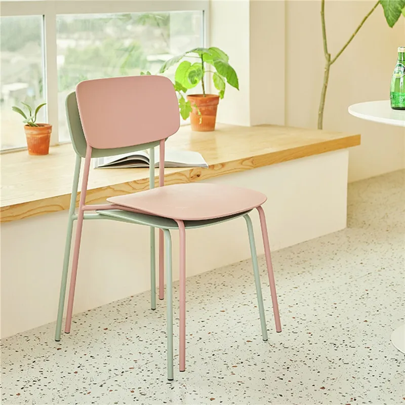 

Nordic plastic chair backrest simple adult dining chair network red stackable leisure stone thickened family dining table