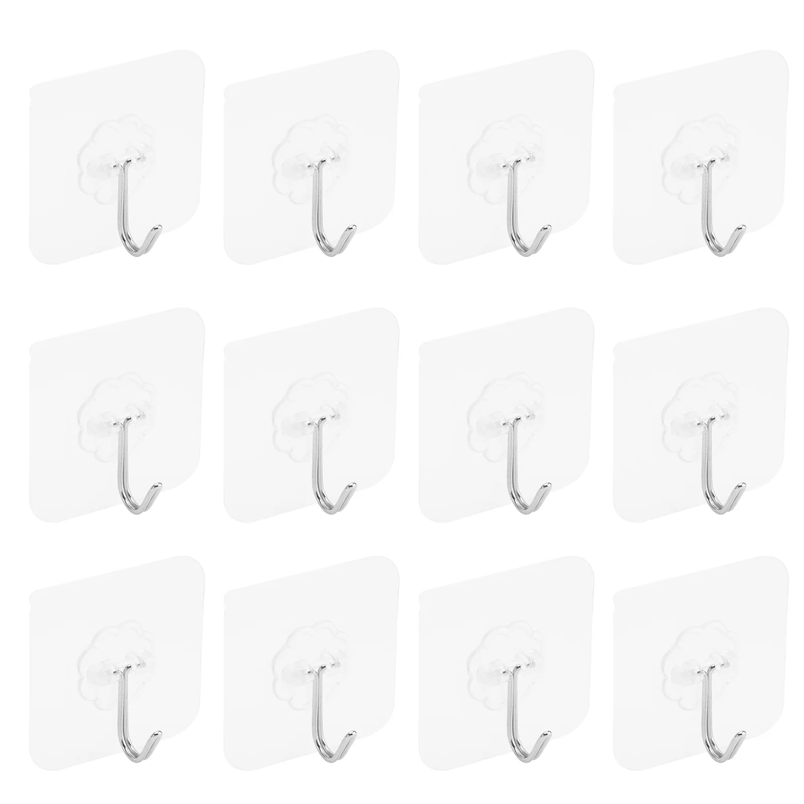 

12pcs Wall Hooks Heavy Duty Transparent Reusable Hangers Towel Hooks for Kitchen Bathroom