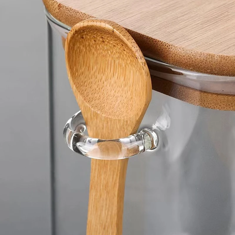 4 шт. герметичные стеклянные банки с крышками и ложками прозрачные для специй