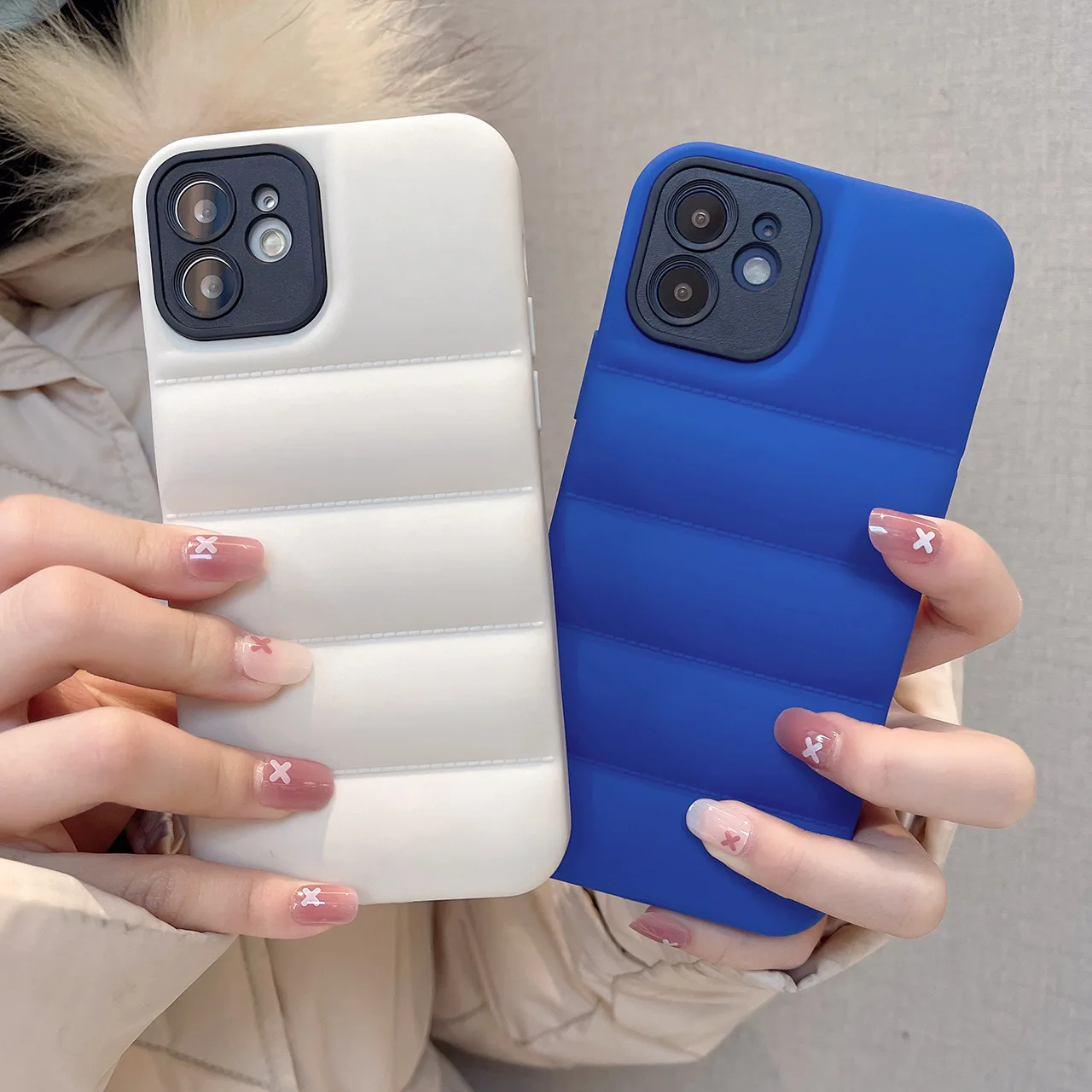 

For Fashion Brand Down Jacket Phone Case For iPhone 13 12 11 Pro Max X XS XR 8 Plus Puffer Case Silicone Cover iphone 11 cases