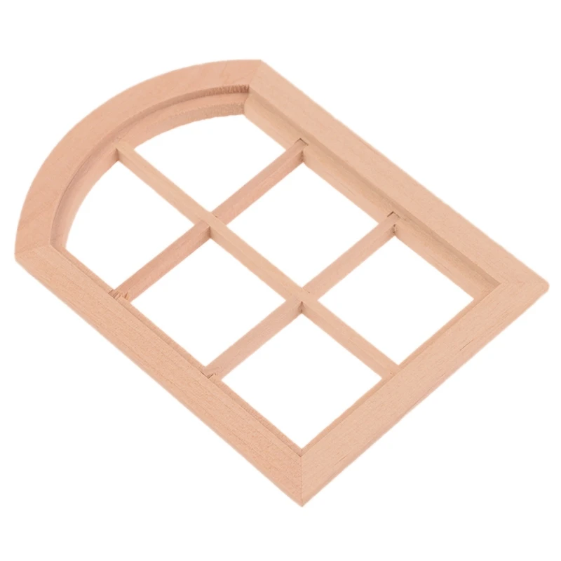 

1:12 Dollhouse Miniature Wooden Six Squares Arched Window Model Furniture Accessories