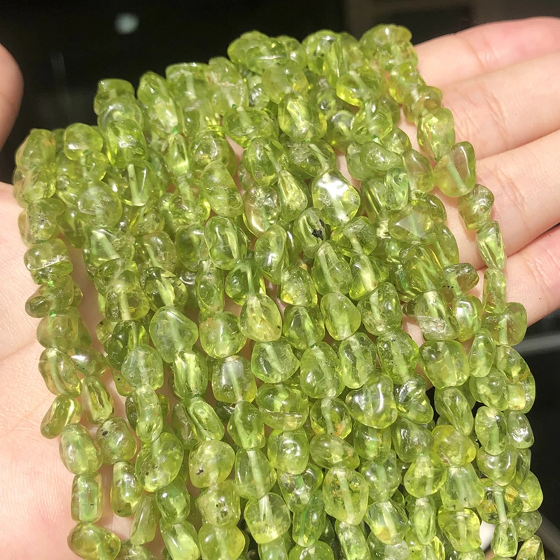 6-8mm Irregular Natural Green Peridot Stone Beads for Accessories Jewellery Making Bracelet Necklace 15 Inch