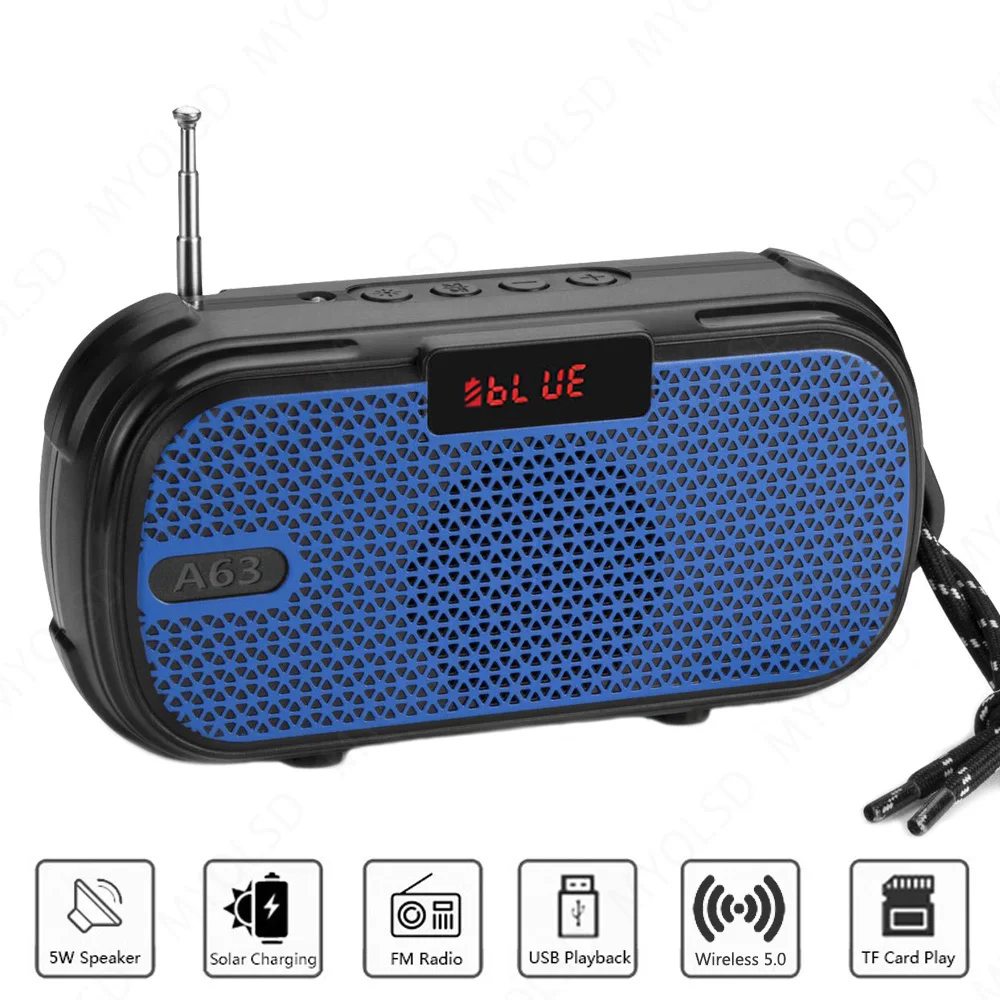 Mini Portable FM Radio Speaker With LED Lighting TF Card USB Music Player Support Solar Charging Bluetooth Speakers Receiver |