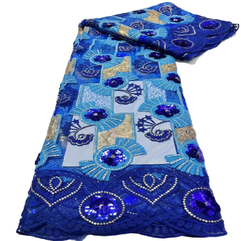 Зеленая африканская Кружевная Ткань 5 ярдов 2022 Высококачественная с блестками