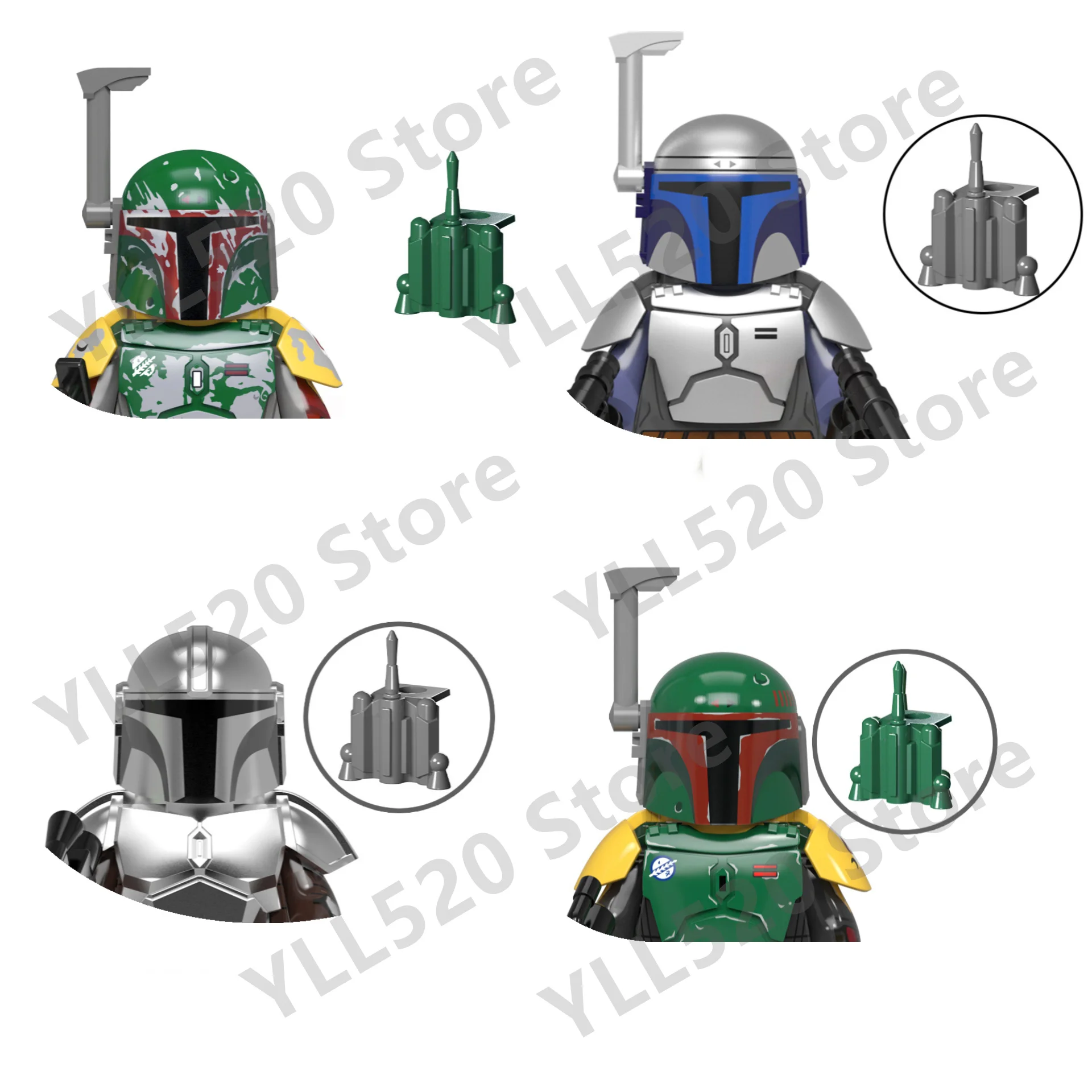 

Movie Mandalorian Building Blocks Din Djarin Jango Boba Fett Grogu Baby Yoda Paz Vizla Bo-Katan Sabine Wren Brick Figure Toy