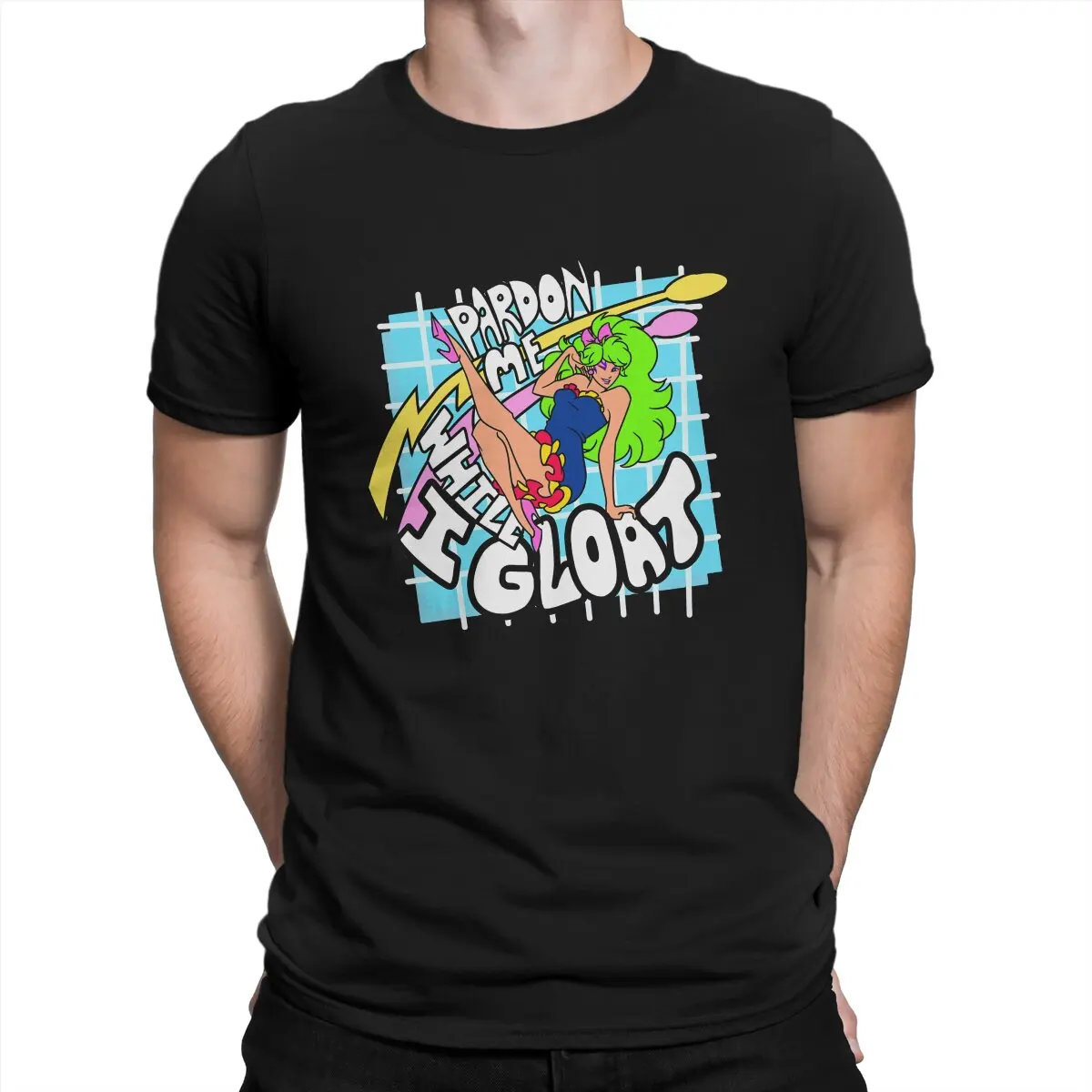 Pardon Me While I Gloat Classic T Shirt Men Cotton Funny T-Shirts Crew Neck Jem And The Holograms TV Tees Short Sleeve Clothes