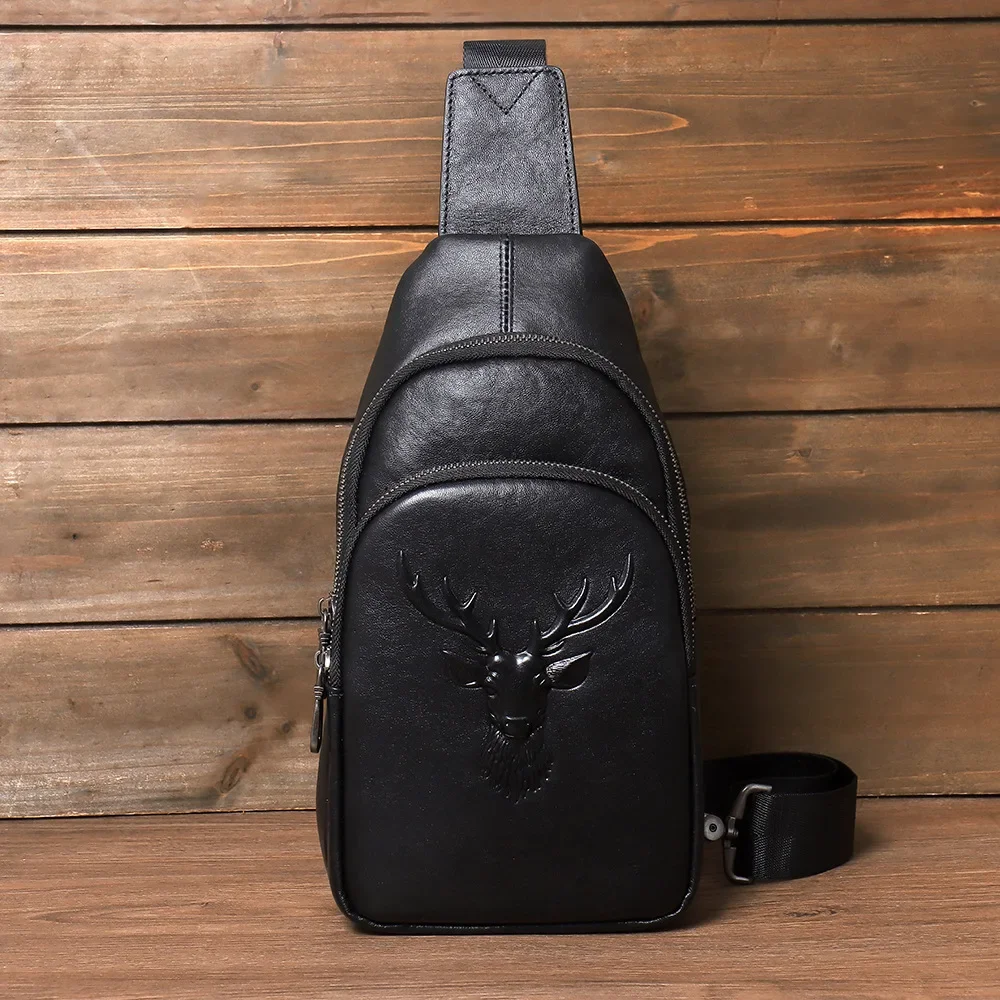 Трансграничная мужская нагрудная сумка из натуральной кожи вертикальная