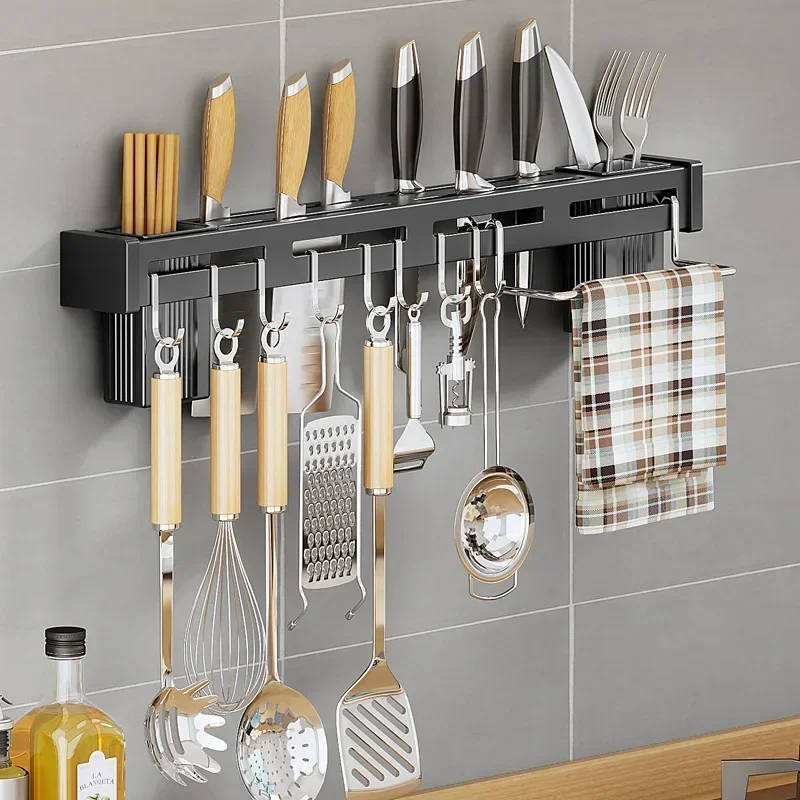 

Knife Hanger Knife Rack Storage Wall-mounted Detachable Kitchen Kitchenware Holder Stainless Household Steel Non-perforated