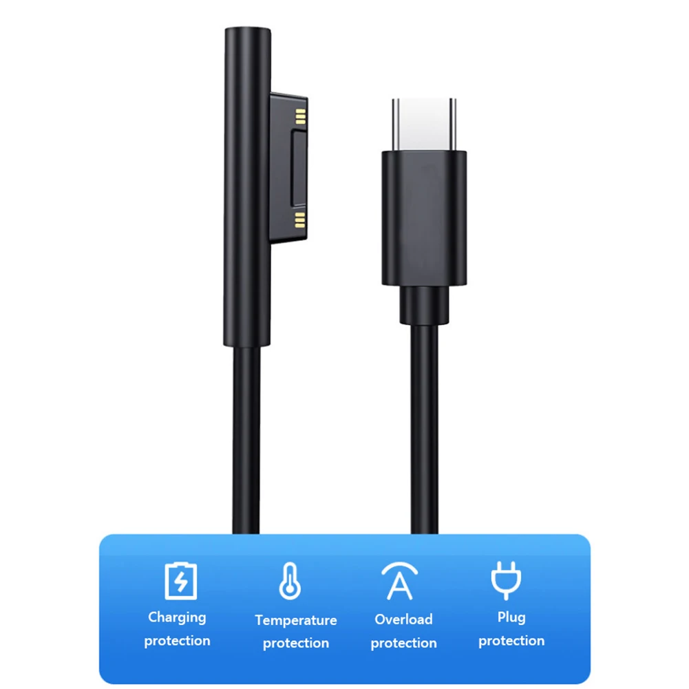 1.5m USB Type C Power Supply PD Fast Charger Adapter USB C Fast Charging Cable for Microsoft Surface Pro 7/6/5/4/3 Book/Book 2