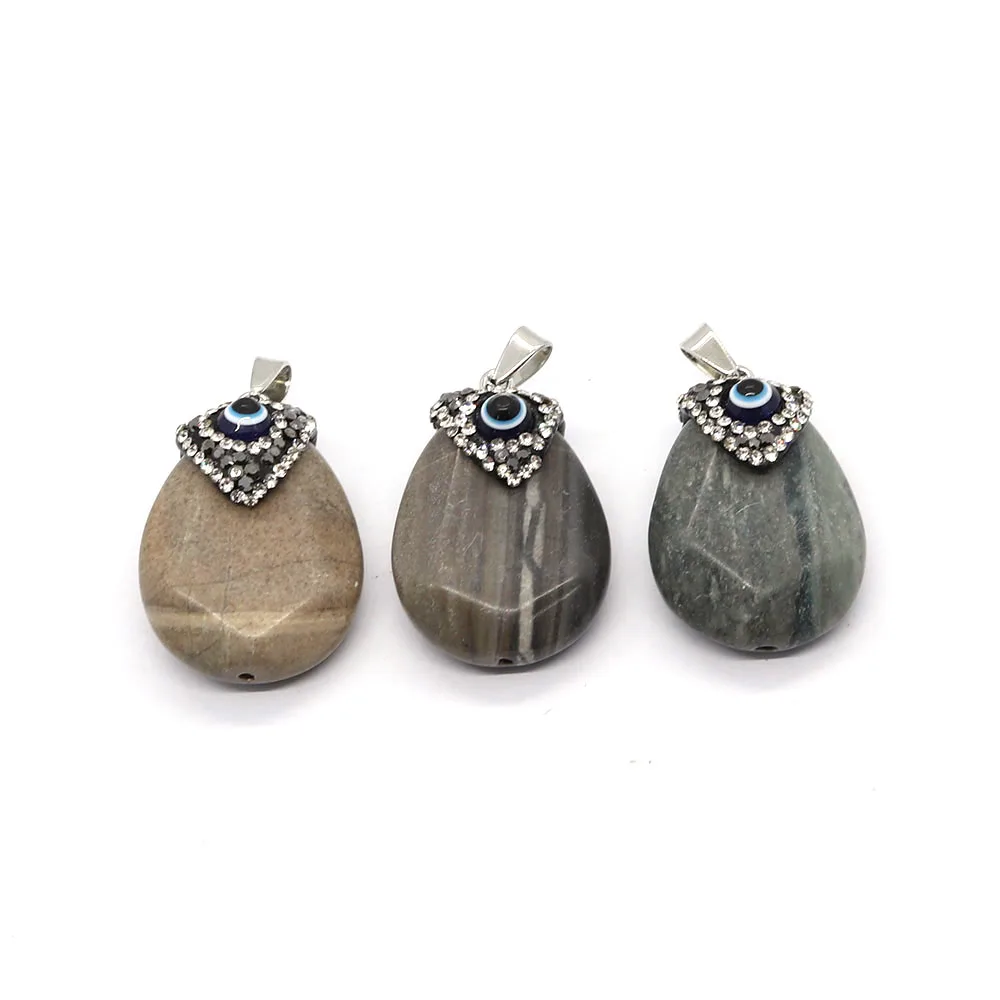 Нежный натуральный камень в форме капли агат подвеска 23x33 мм инкрустированный