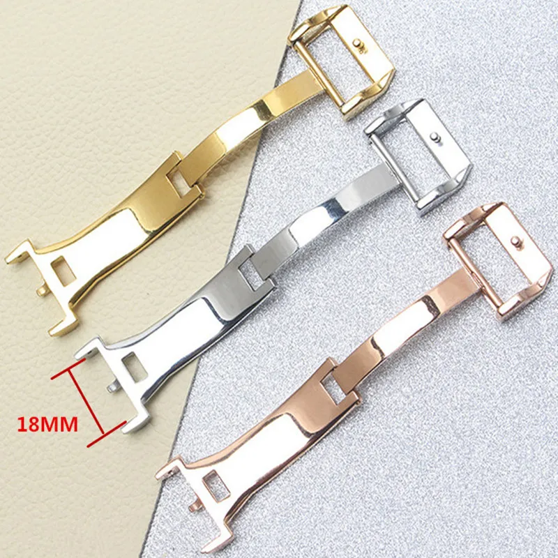 Wholesale 10PCS Watch Buckle 304 Stainless Steel 18MM Size Silver Black Gold Rosegold 4 Colors Available For Watch Bands New enlarge